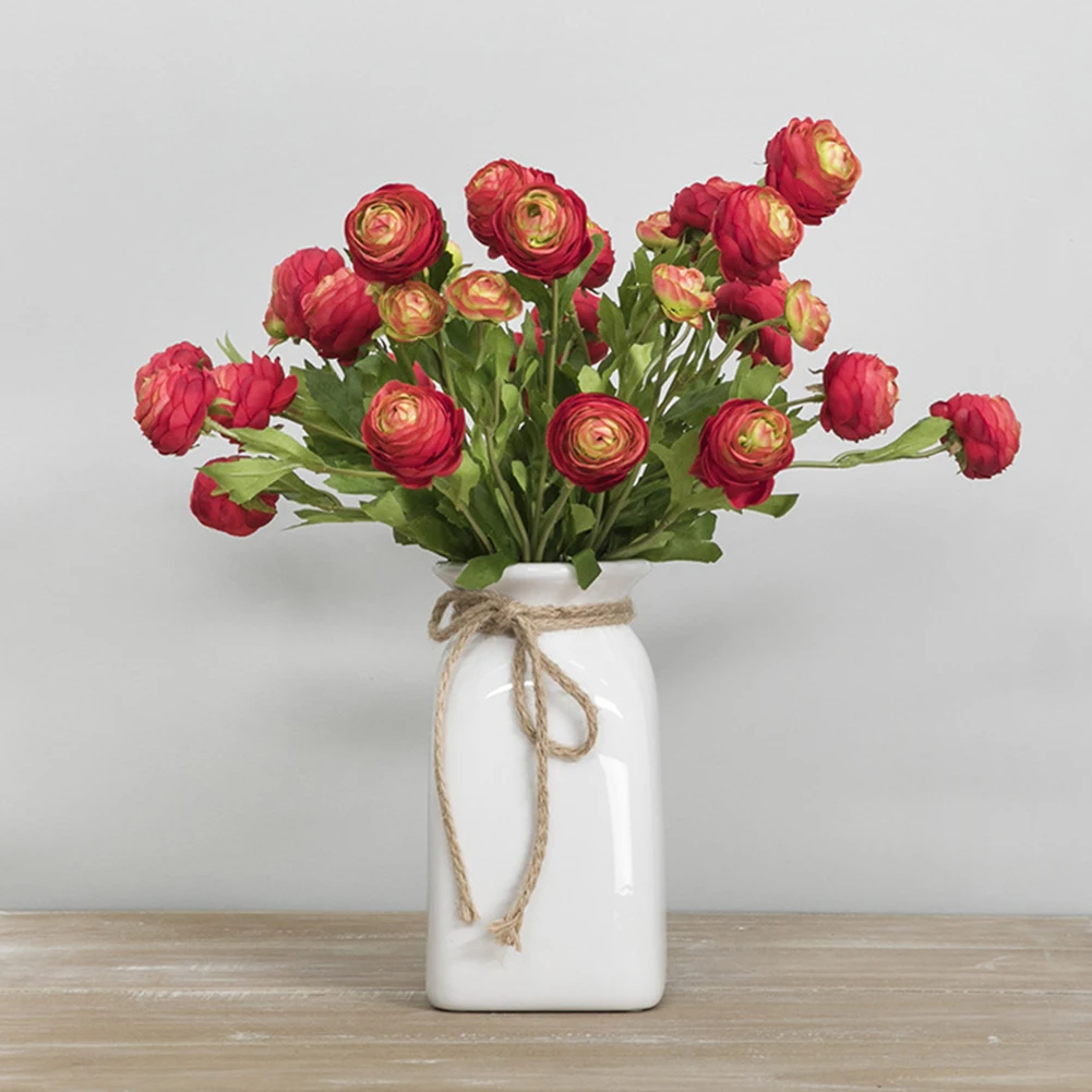 Женские цветы 42 см длинные настоящие на ощупь лампочки Ranunculus Шелковый цветок для