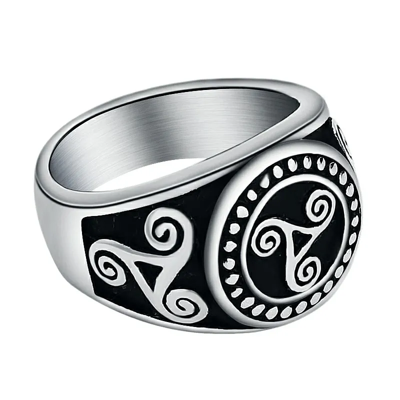 Valily Jewelry Для мужчин, Золотое кольцо Нержавеющая сталь Celt Viking kольцо в форме цветка для Для мужчин Винтаж ремешок круглые кольца Для женщин US Размеры