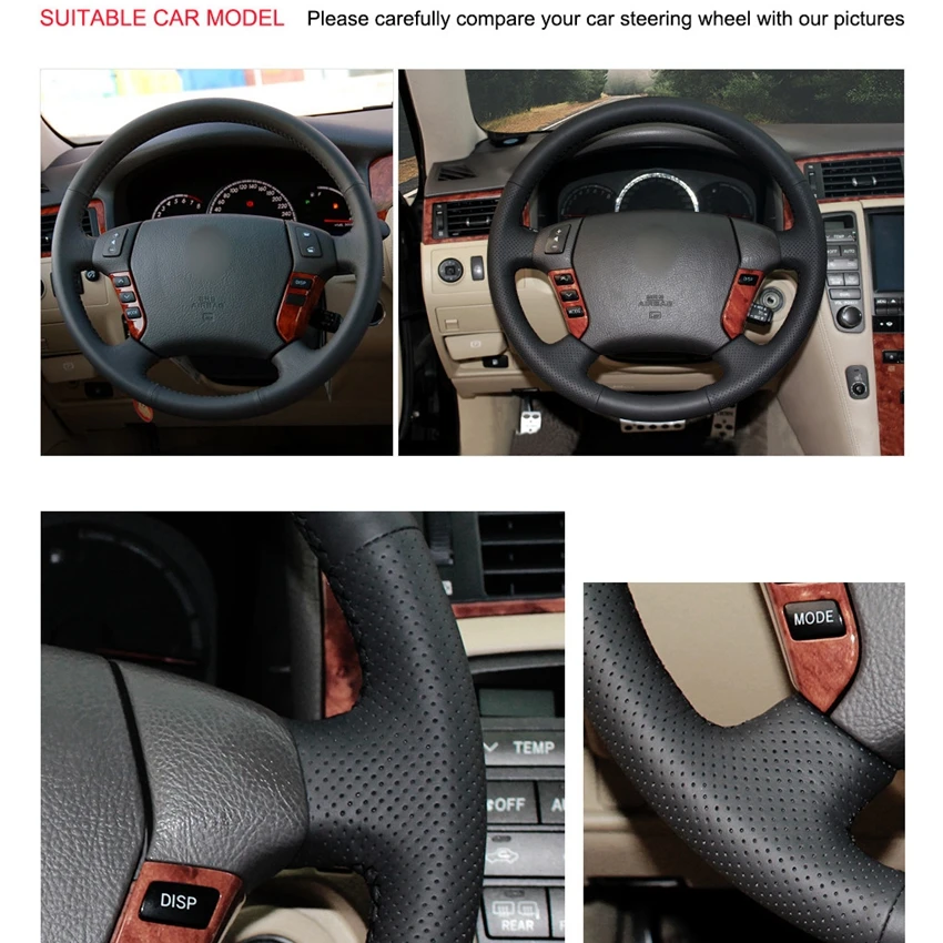 Hand-stitched Steering Wheel Cover Black Artificial Leather Car Covers Wrap for Toyota Crown 2005-2009 | Автомобили и мотоциклы