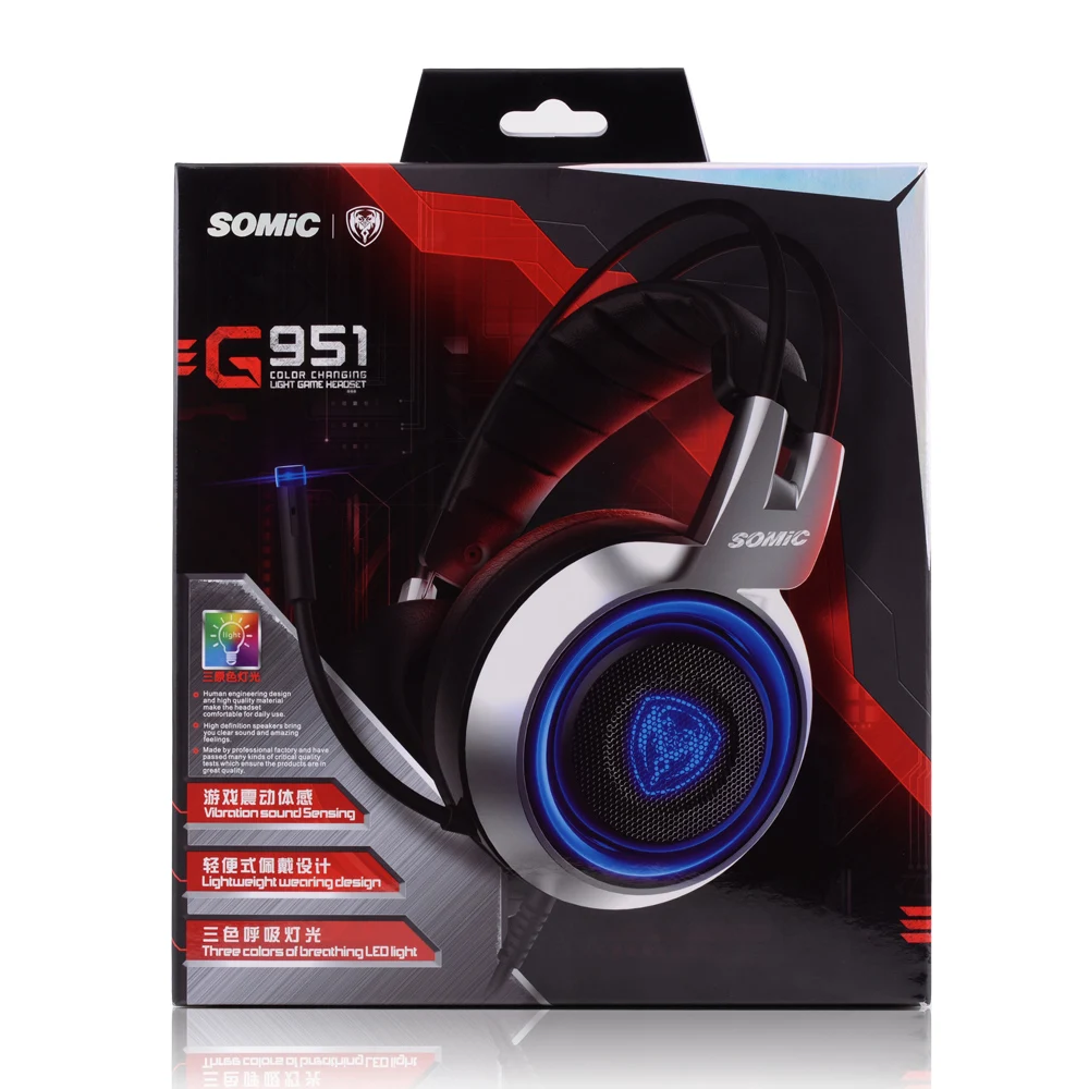 Топ предложения SOMIC G951 Оригинальный игровой наушники глубокий бас стерео звук USB