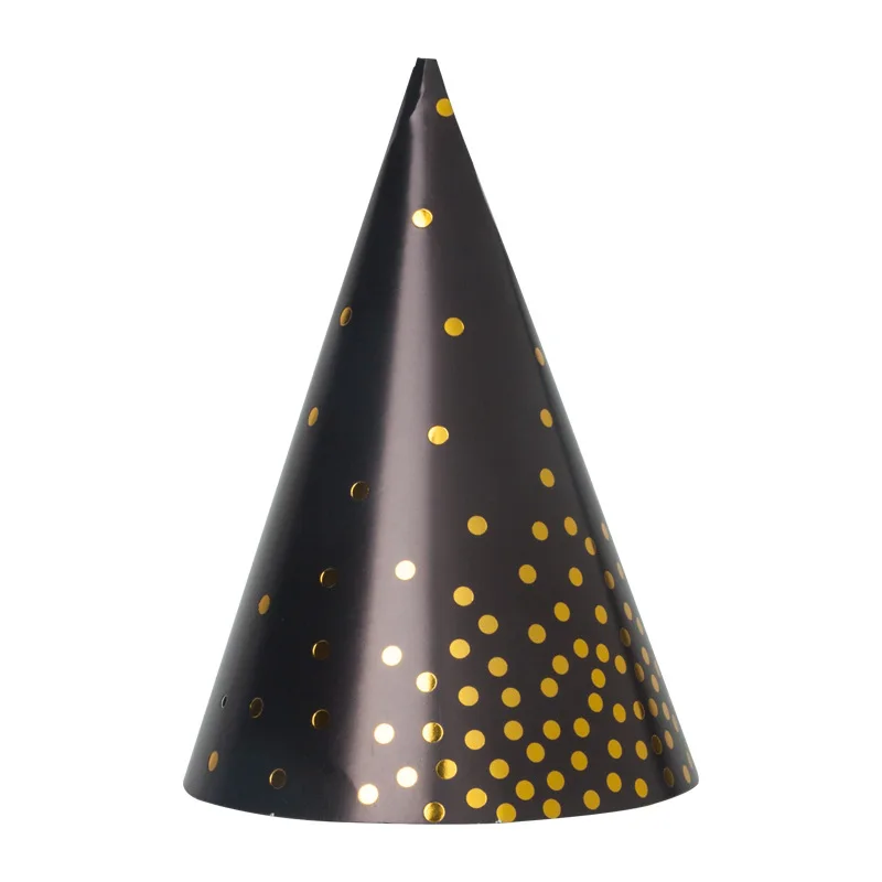10pcs hat black Многоцветный розовый синий черный белый бронзированный горошек праздничный набор столовой посуды одноразовые чашки пластины бумажные полотенца вечерние принадлежности - Цвет: 10pcs hat black