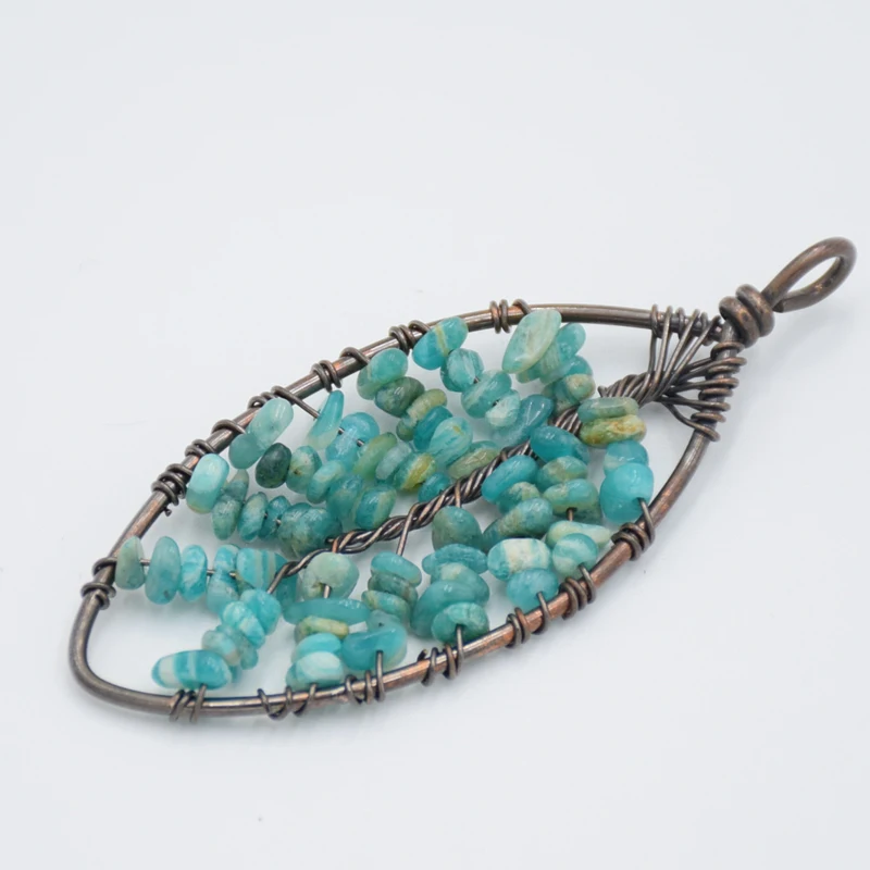 Античные медные 7 чакр подвески в форме листа Ретро ручной работы Проволочная