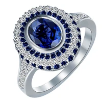 hot sale luxury engagement rings new vintage silver color royal blue white zircon jewelry wedding gift for women promise ring