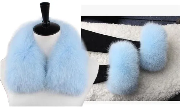 sky blue Воротник из лисьего меха, натуральный Лисий мех, шарфы, воротник, куртка для женщин, рукав, теплое пальто, меховой воротник и рукава,, меховой шарф - Цвет: sky blue