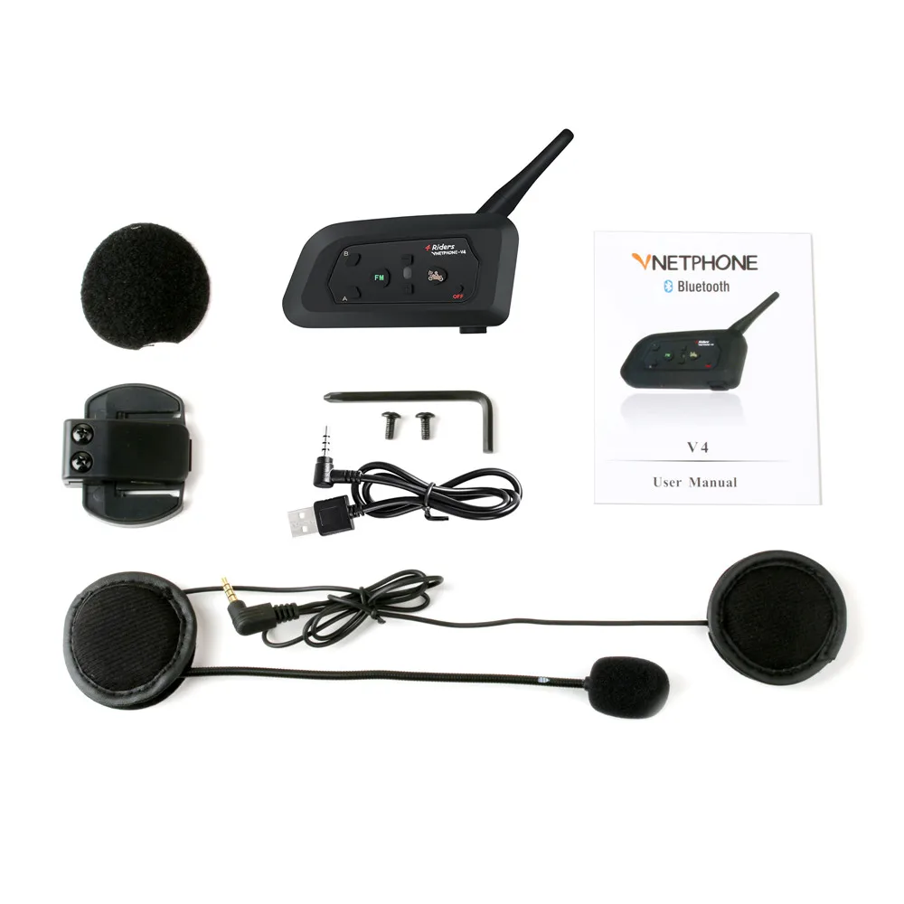 4 всадника 1200 м V4 BT Мульти домофон Bluetooth Водонепроницаемый FM наушник для мотоцикла