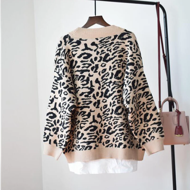 Hirsionsan Leopard Sweater Women Button Sex Cardigan New 2019 Autumn Winter Casual Knitted Loose Korean Warm Female Punk Jumper |