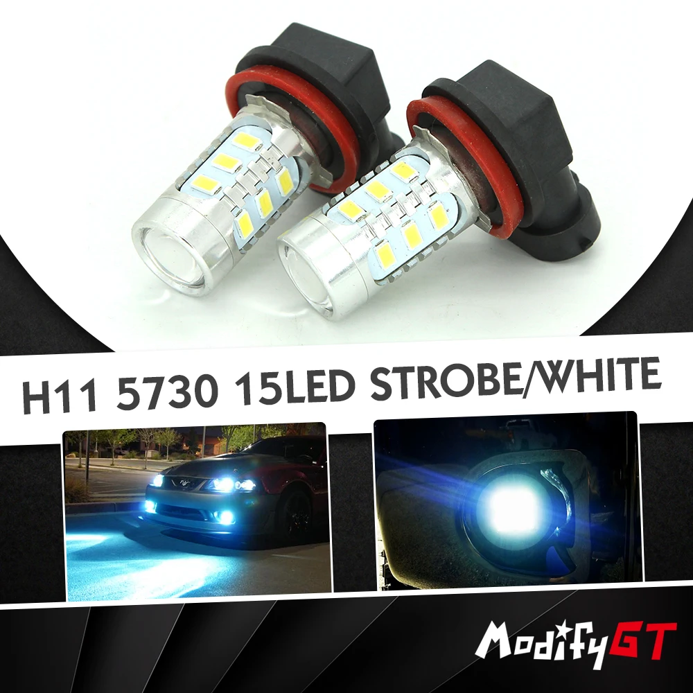 Modifygt 2 шт. H11 H8 H9 стробоскоп led 5730 15 LED 7 5 Вт светодиодный автомобильный