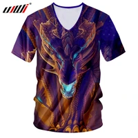 ujwi mens casual tshirt with v neck print monster dragon 3d t shirt homme compression shirt short sleeve fitness t shirt tops