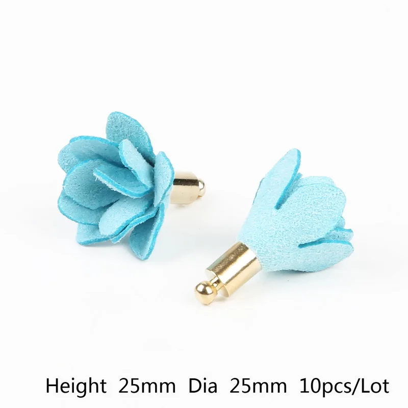Turquoise 10pcs Высокое качество 25 мм sunfund Import& Export с цветами и бахромой Серебряный Медь подвесной колокольчик Tassel Pendant набор «сделай сам» для брелоки/телефон/серьги решений - Цвет: Turquoise 10pcs