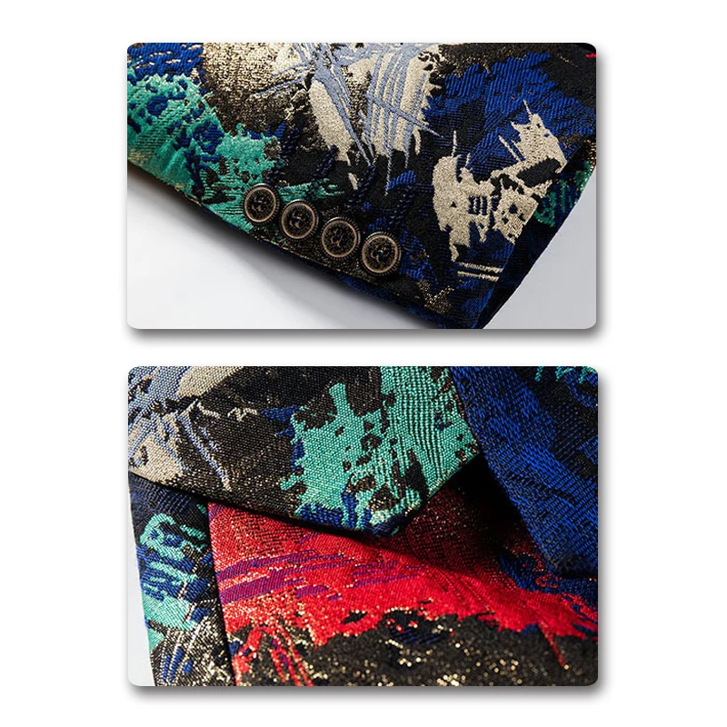 YUNCLOS 2019 модный мужской блейзер с принтом Свадебный костюм куртки Slim Fit шаль