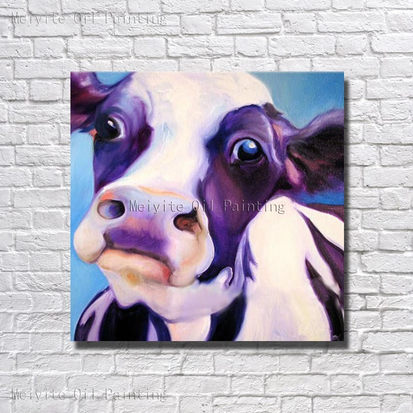 Картина на стену в виде коровы с большими глазами холсте ручная роспись