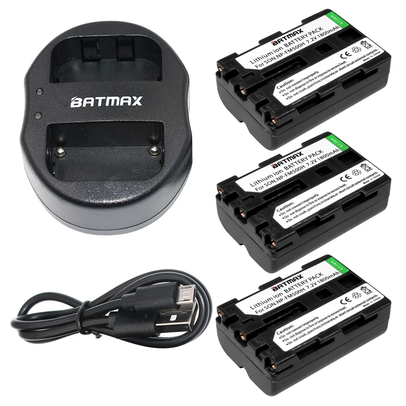 NP FM500H Аккумуляторы для камеры и двойное зарядное устройство USB Sony A57 A65 A77 A99 A350 A550