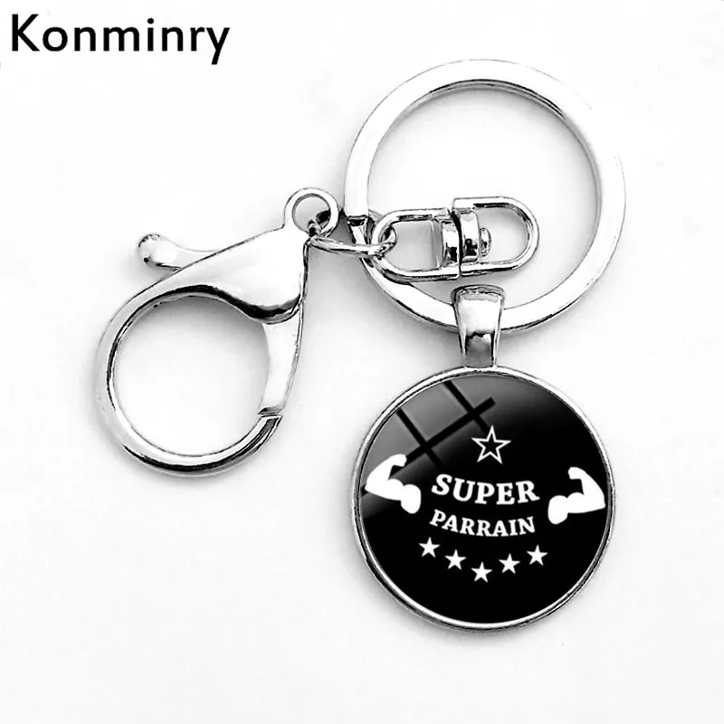 Konminry Hook Meilleur Parrain стеклянный брелок стеклянная подвеска супер ТАТА тонтон французские буквы искусство Дизайн брелка цепь ювелирные изделия - Цвет: 8