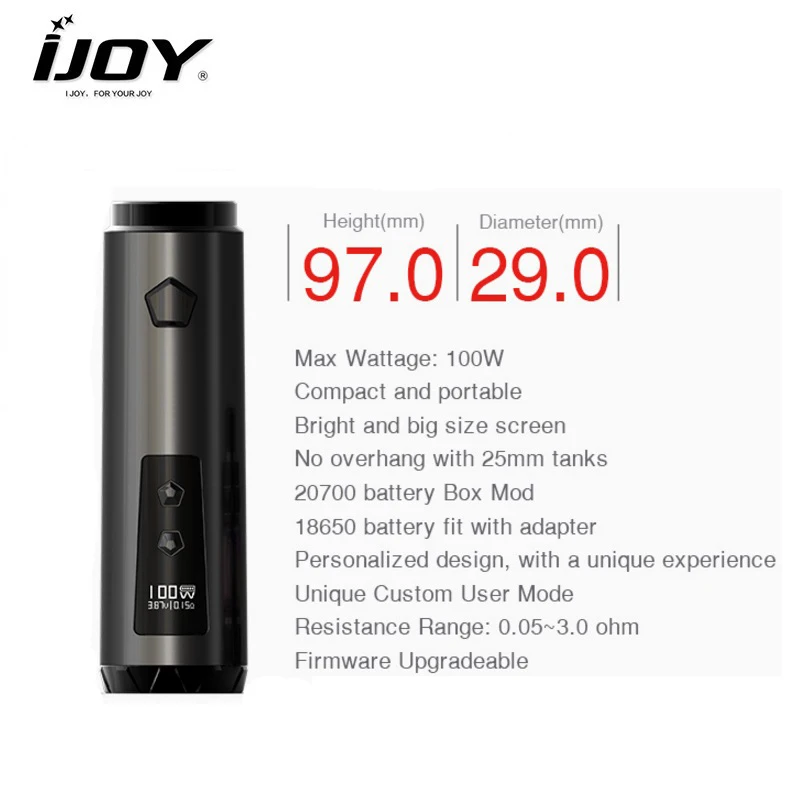 Оригинал iJoy Saber 100 Starter комплект для электронной сигареты Вт 20700 модель ящика