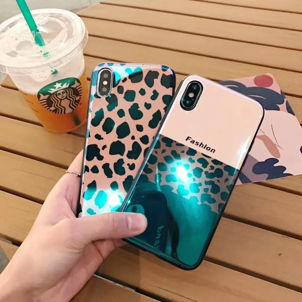 Leopard Girl Case For iPhone XS Max XR X 8 7 6S 6 Plus Women Cover Luxury Soft Silicone Blue Ray |