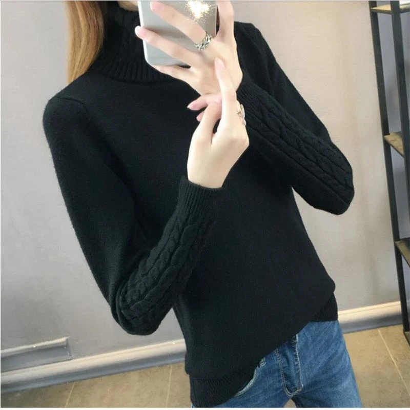Women Turtleneck Knitted Sweater Pullover Autumn Korean Plus Size Pink Winter Tops Harajuku Loose Knitting Jumper Ladies | Женская