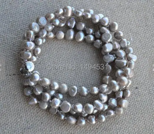 

Wholesale Pearl Jewelry, Dark Gray 4Rows 8 Inches 6-7mm Genuine Freshwater Pearl Bracelet , Bridesmaids Gift, Wedding Jewelry.