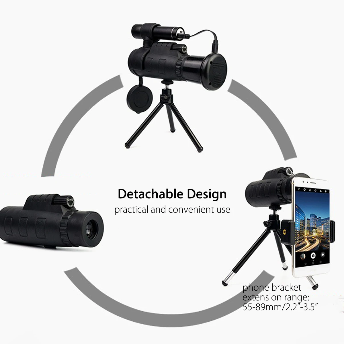40x60 WIFI IR Infrared Night Vision Monocular Telescope HD Optical Smartphone Lens for Outdoor Hunting+Tripod Phone Holder