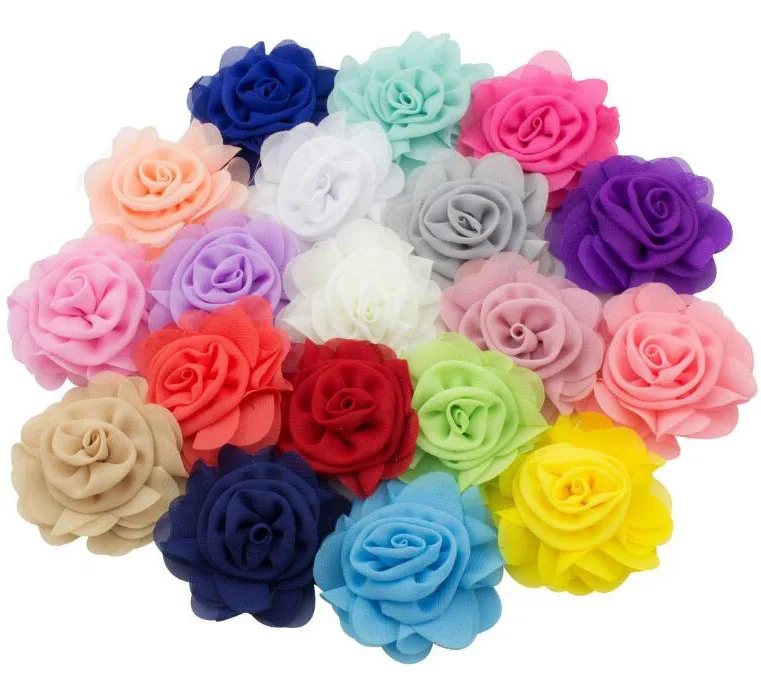 

3.5" Chiffon Rosette Flower for Girls Headbands Flat Back Kids Hair accessories 60PC/LOT