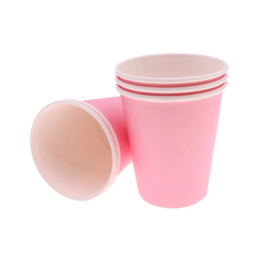 pink cup Рождественские Новые 10 шт одноразовые столовые приборы твердые бумажные поднос с днем рождения Рождество Свадьба розовые украшения Детские Банные Вечерние - Цвет: pink cup