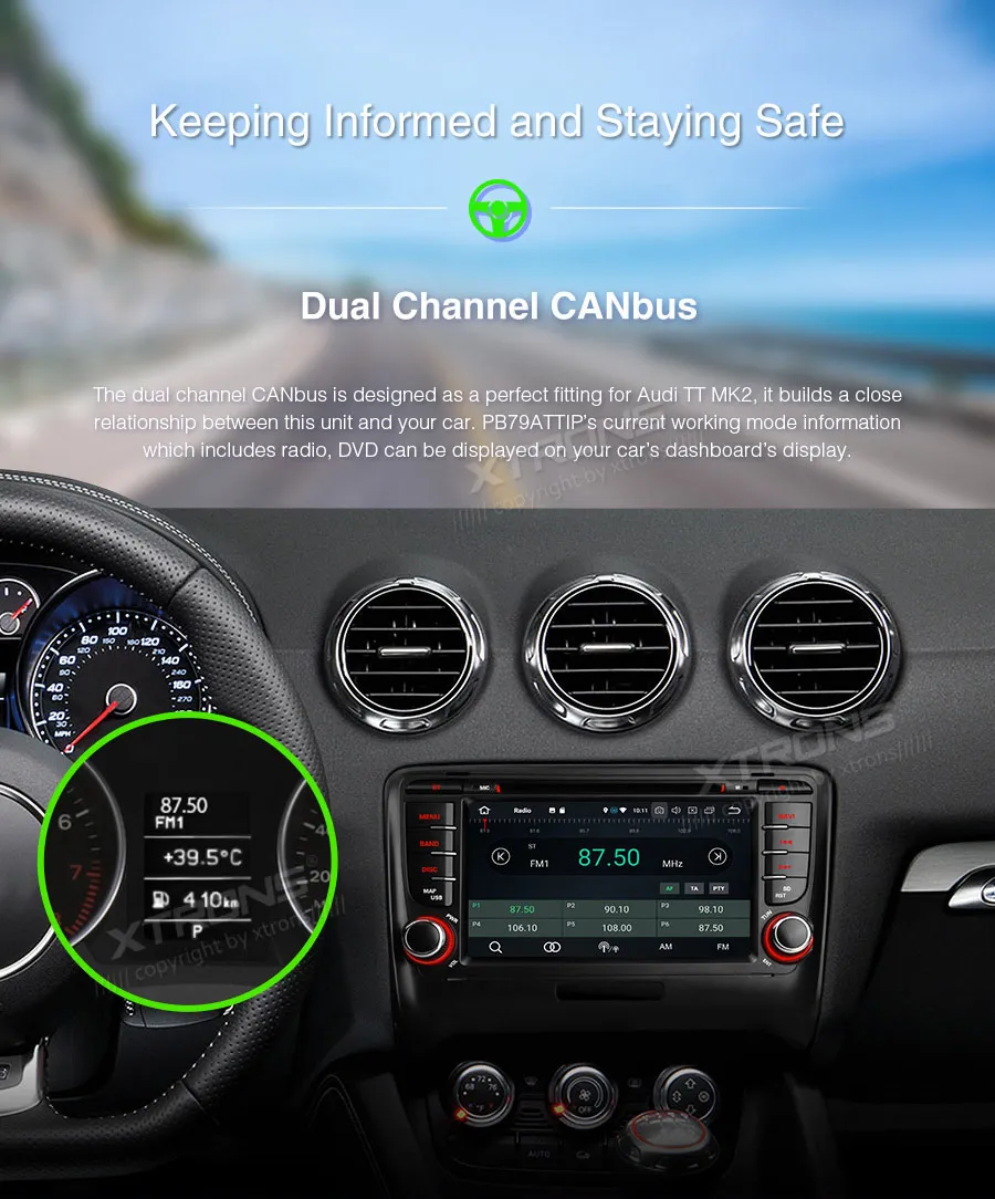XTRONS 2 Din 7 &quotAndroid 9 0 Octa Core gps навигации автомобильное радио DVD плеер для Audi TT MK2 8J 2006 2007