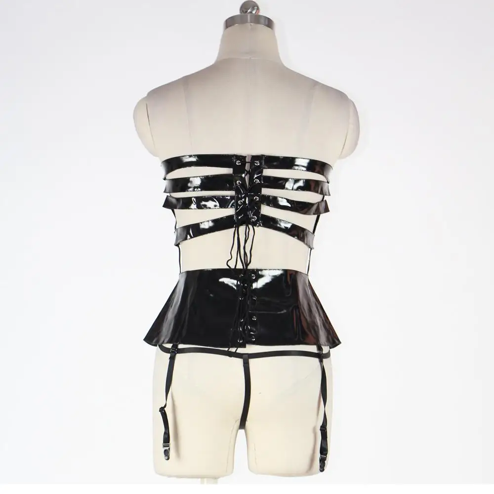 Пикантные 2016 Новинка латексные белье Cupless Горячая виниловая кожа короткие