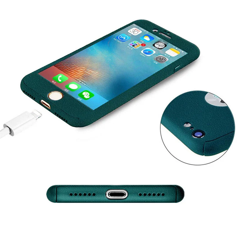 Полная защита тела 360 чехол для iphone 8 7 6 6S плюс закаленное Стекло Экран протектор