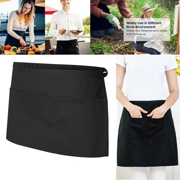 

Black Bust Waiter Short Apron Kitchen Restaurant Flirty With Pocket