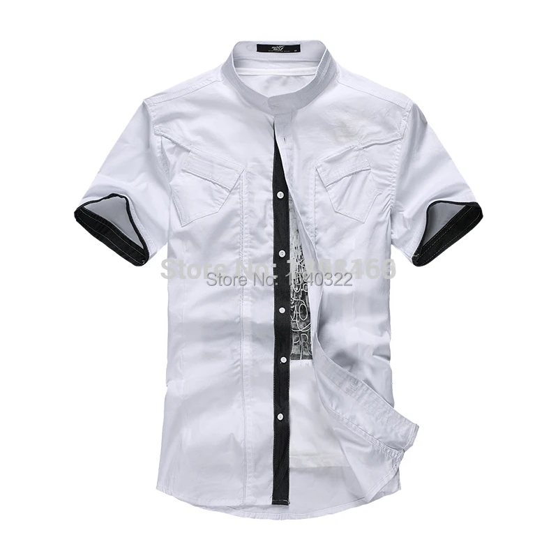 2014 Hot Sale Free Shipping Retails Pieces Single Breasted Twill Cotton Spandex Short New Style Fashion Stock Open Shirts Design | Мужская