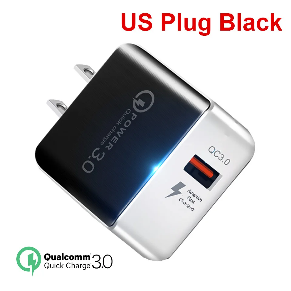 US Nobel Black QGEEM QC 3,0 USB зарядное устройство волоконное быстрое зарядное устройство 3,0 быстрое зарядное устройство Портативный зарядный адаптер для телефона для iPhone Xiaomi Mi9 EU US - Тип штекера: US Nobel Black