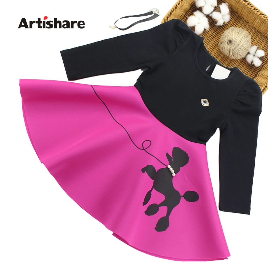 Платье для девочек Artishare весна-осень платье с мультяшным принтом платья длинным