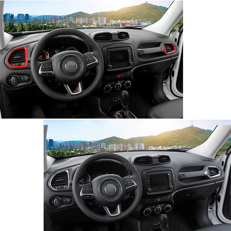 SHINEKA Car Styling For Jeep Renegade 2016 2017 ABS 3D Dashboard Air Condition Vent Outlet Decoration Cover Trim Frame Sticker |car