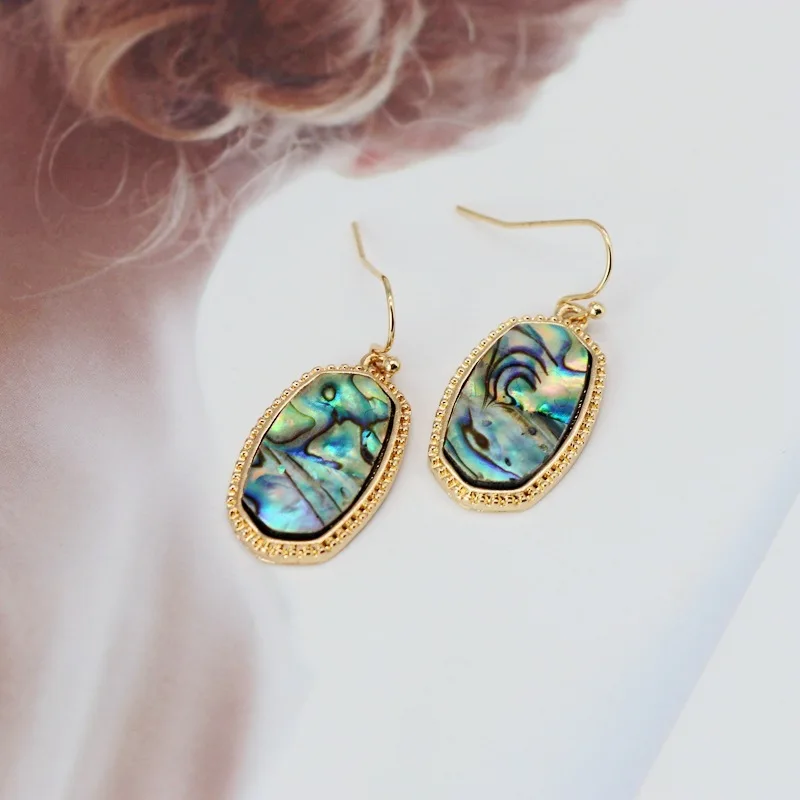 Серьги с шестигранником Abalone Модные Разноцветные серьги серебристого и золотого