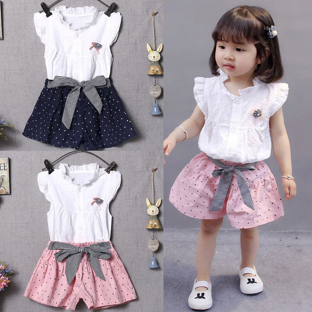 Платье с бантом vestido комплект одежды из 2 предметов для маленьких девочек топ в