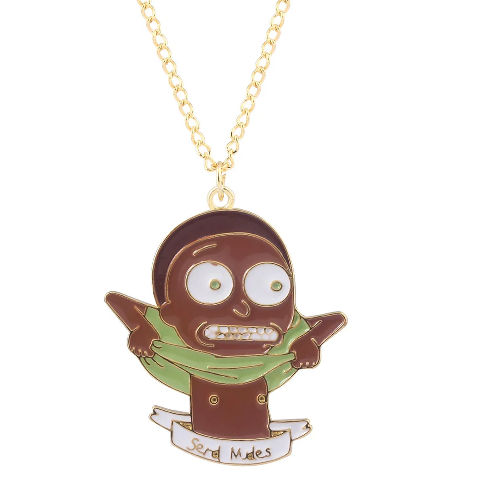 N465 RJ Рик и Морти ожерелья Пикл Рик г-н Meeseeks Фигура Подвеска чокер для мужчин ребенок брелок косплей ювелирные изделия - Окраска металла: N465