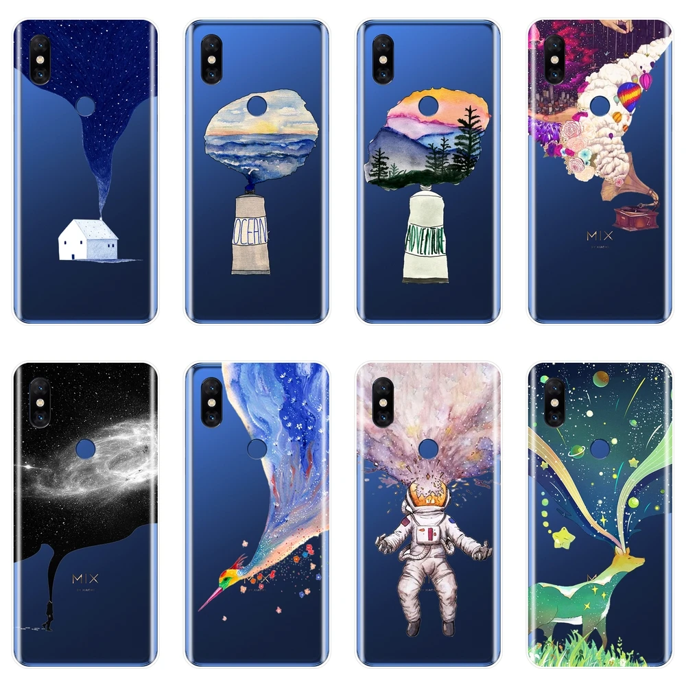 Задняя крышка для Xiaomi Mi Max Note 1 2 3 Art Star Space Deer астронавт мягкий силиконовый чехол Mix