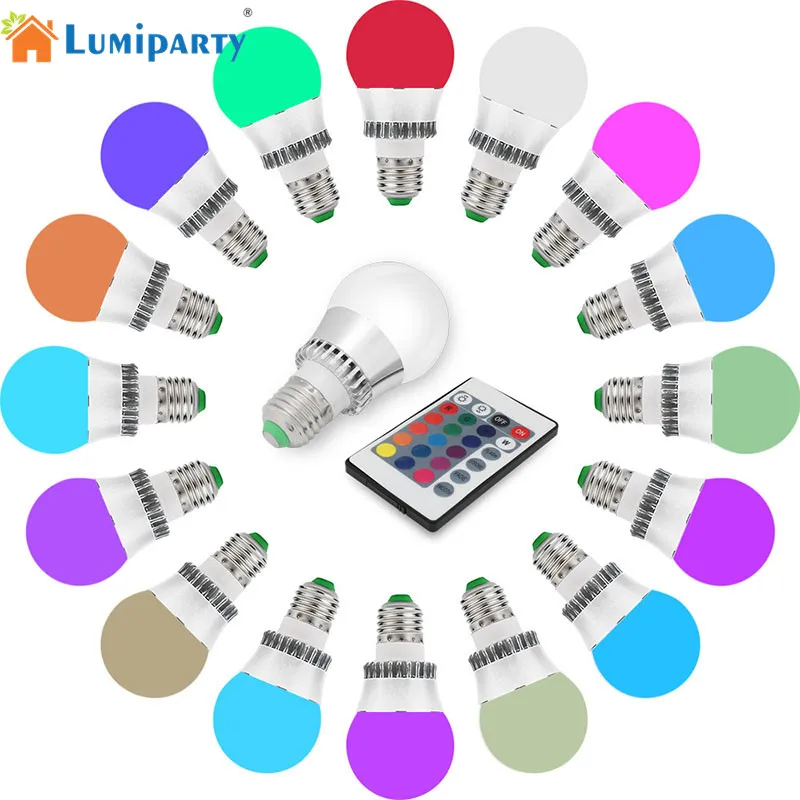 LumiParty SMD 5050 6 сменных RGB E27 85 265v LED 150 лм прожектор лампа Рождественский Декор с ИК