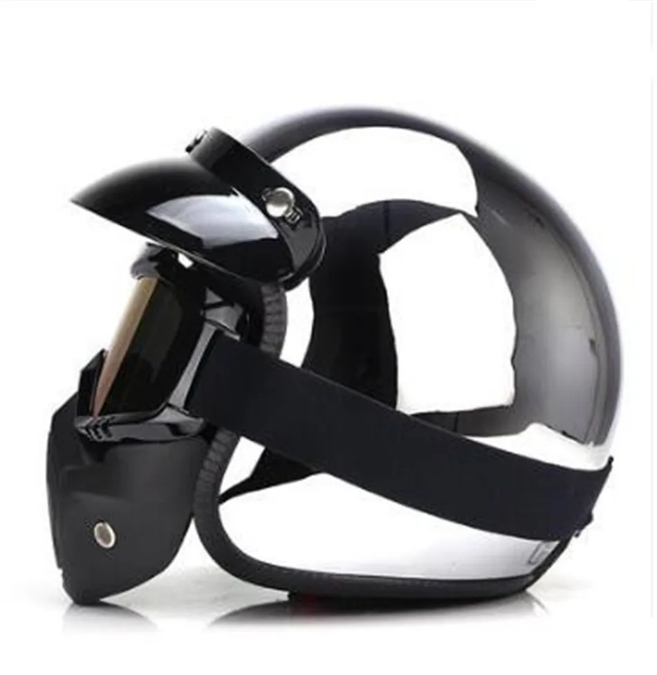Free shipping new personalized fashion chrome cascos capacete motorcycle helmet 3/4 open face vintage scooter jet helmets - Цвет: with mask