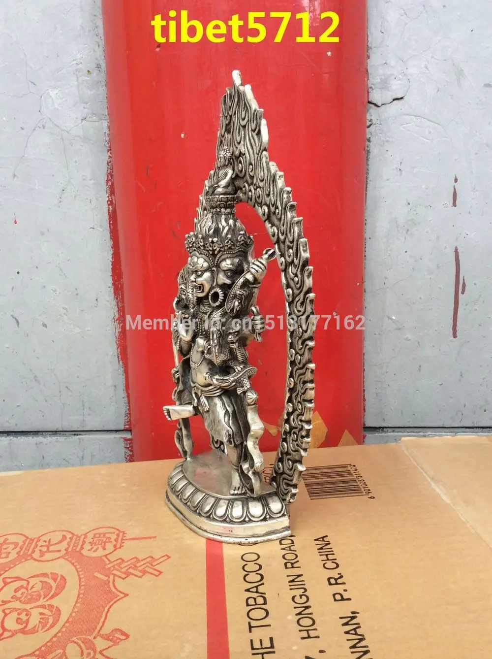 Статуя Будды Vajra Krodha Mahabala Ucchusma с тибетским искусственным покрытием бронзовая