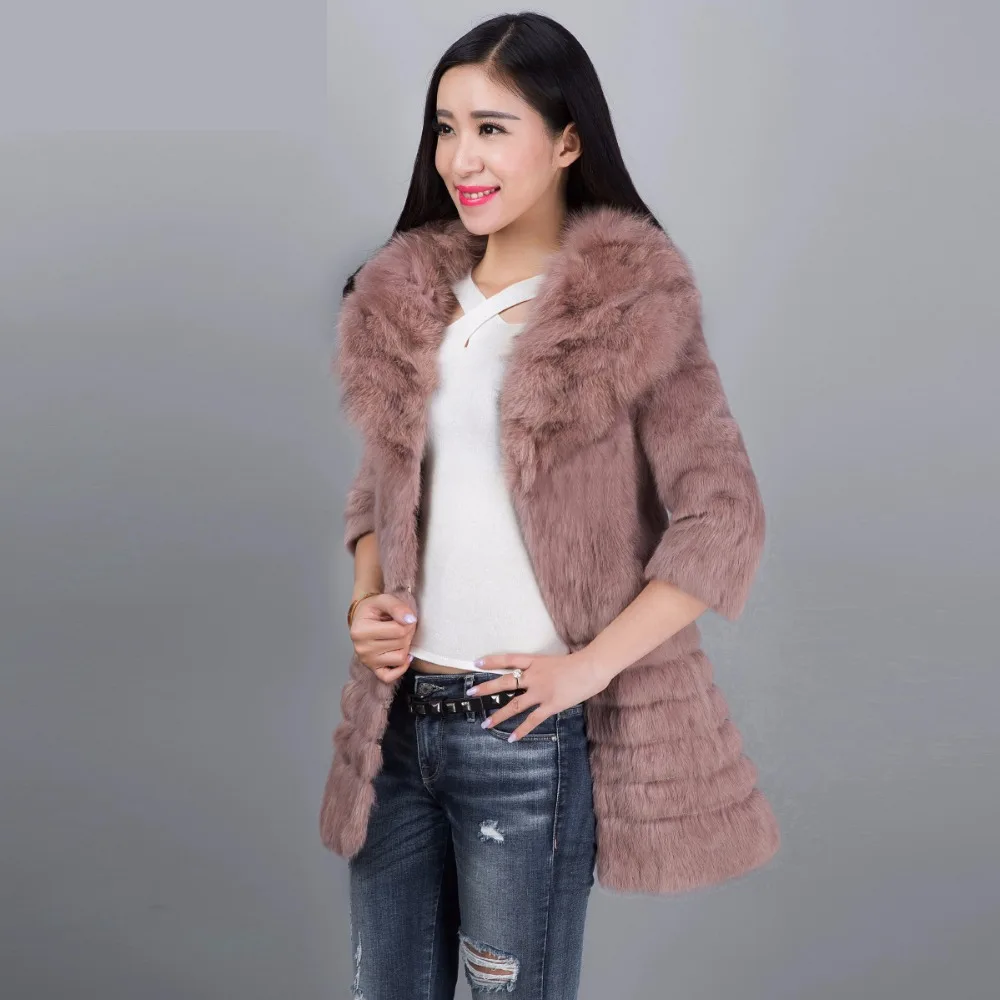2018 Женское пальто из натурального кроличьего меха верхняя одежда Женская