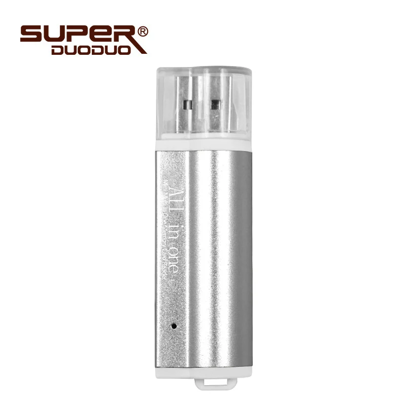 silver 4 в 1 Micro USB 2,0 считыватель карт памяти usb адаптер для Micro SD карты TF M2 MMC MS PRO DUO кардридер - Цвет: silver