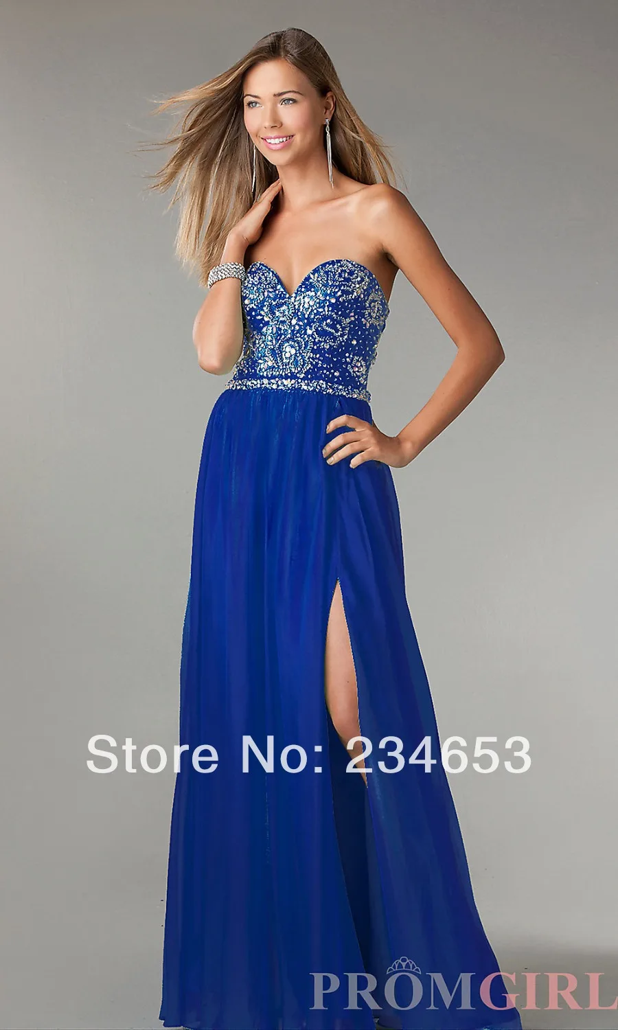 2014 Sexy Sweetheart Beaded Chiffon Long A-line Prom Dresses with Open Back Formal Pageant Gown | Свадьбы и торжества