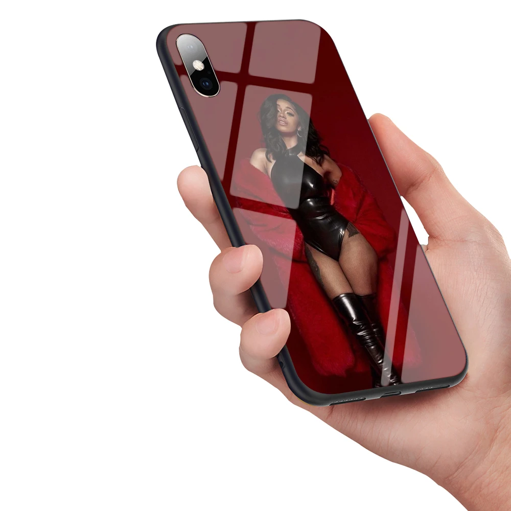 Мягкий чехол Lavaza Nova Cardi B из закаленного стекла для iPhone 6 6S 7 8 Plus 5 5S SE XR X XS 11 Pro MAX |