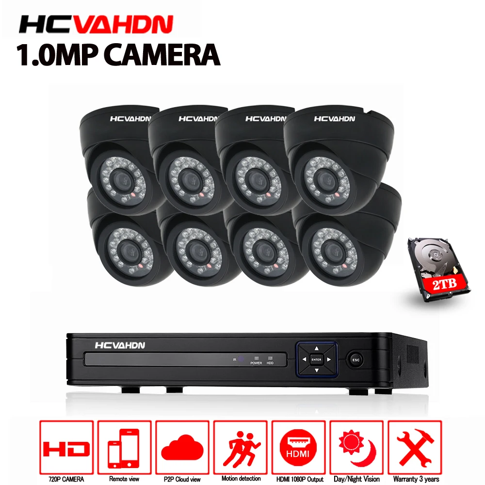 Система видеонаблюдения 720P 8 каналов 1080P HDMI AHD DVR|8 cameras|ahd dvr kitcamera surveillance kit |