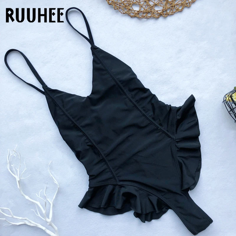 RUUHEE, сексуальный сдельный купальник, женский купальник с оборками, женский купальник, пуш-ап, купальник, мягкий, летняя женская пляжная одежда