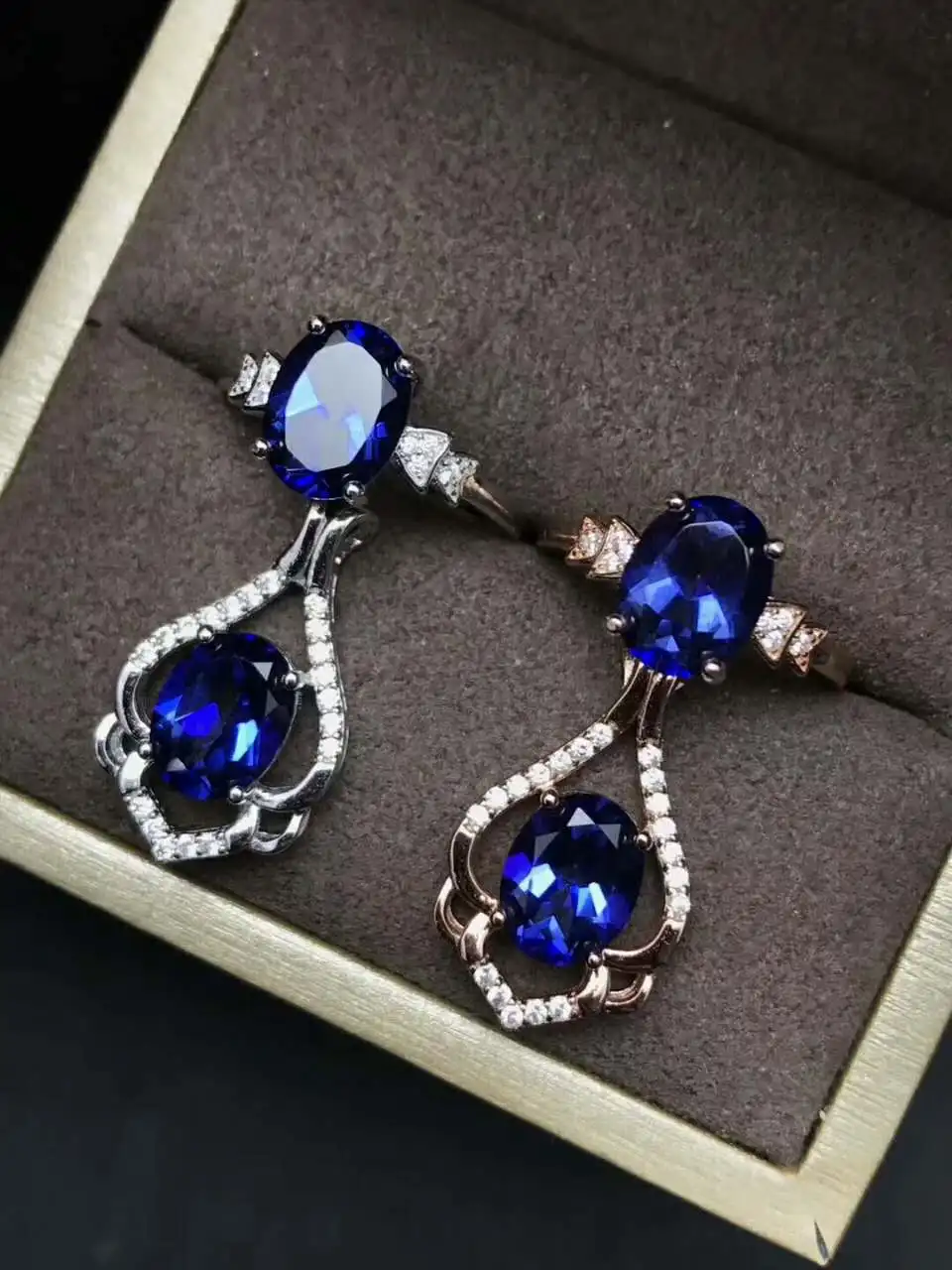 KJJEAXCMY Fine jewelry 925 Стерлинговое Серебро инкрустированная натуральная Подвеска из танзанита кольцо shinv цвет Тото Бо ожерелье набор
