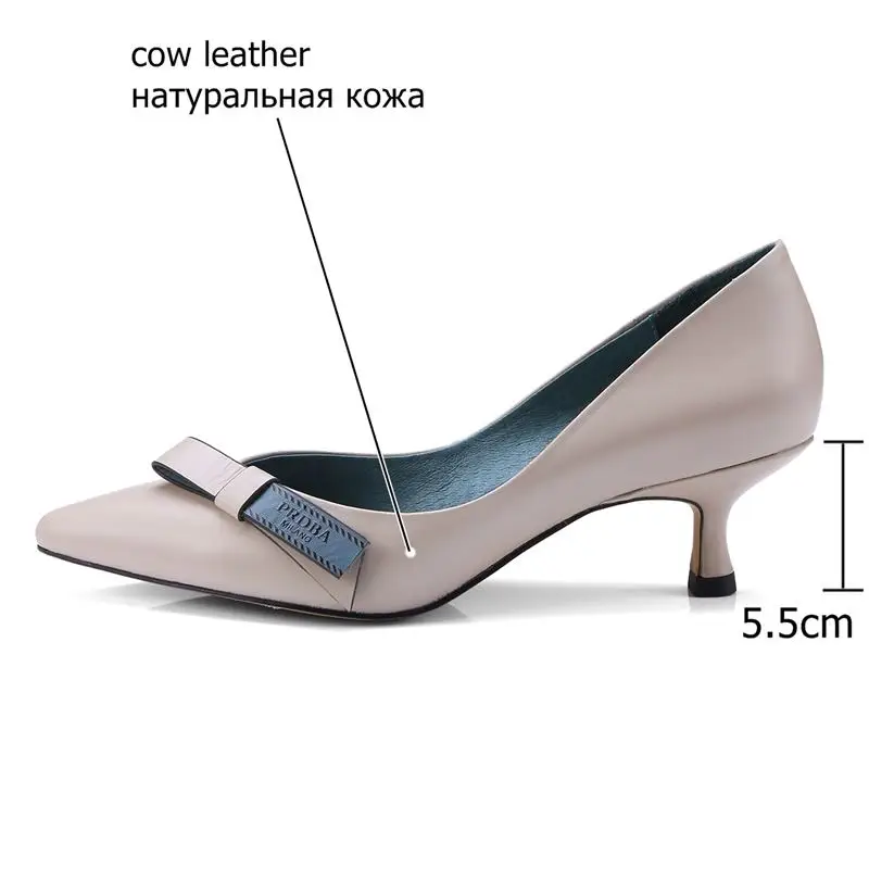 YINKOGET sweet bowtie full genuine leather high heels office ladies shoes spring wedding women heel | Обувь