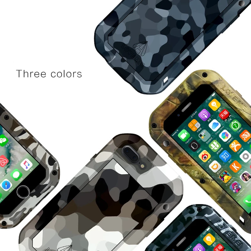 LOVEMEI CAMO Series Aluminum Waterproof Case For iPhone 7 Plus 8 Cover Armor Camouflage Full Body Protection Phone |