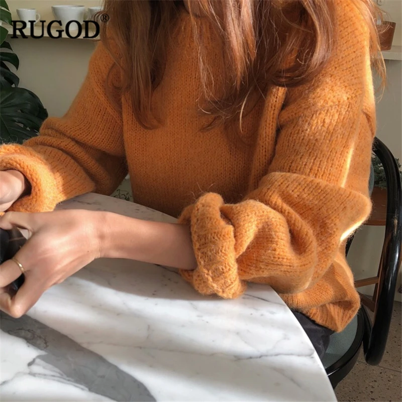 Женский свободный свитер RUGOD сезона осень-зима 2019 модный разноцветный пуловер из