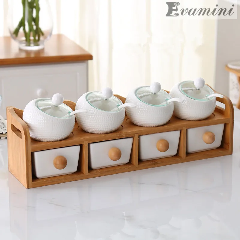 Творческая Кухня Керамические Приправы Бак ящик Для хранения держатель